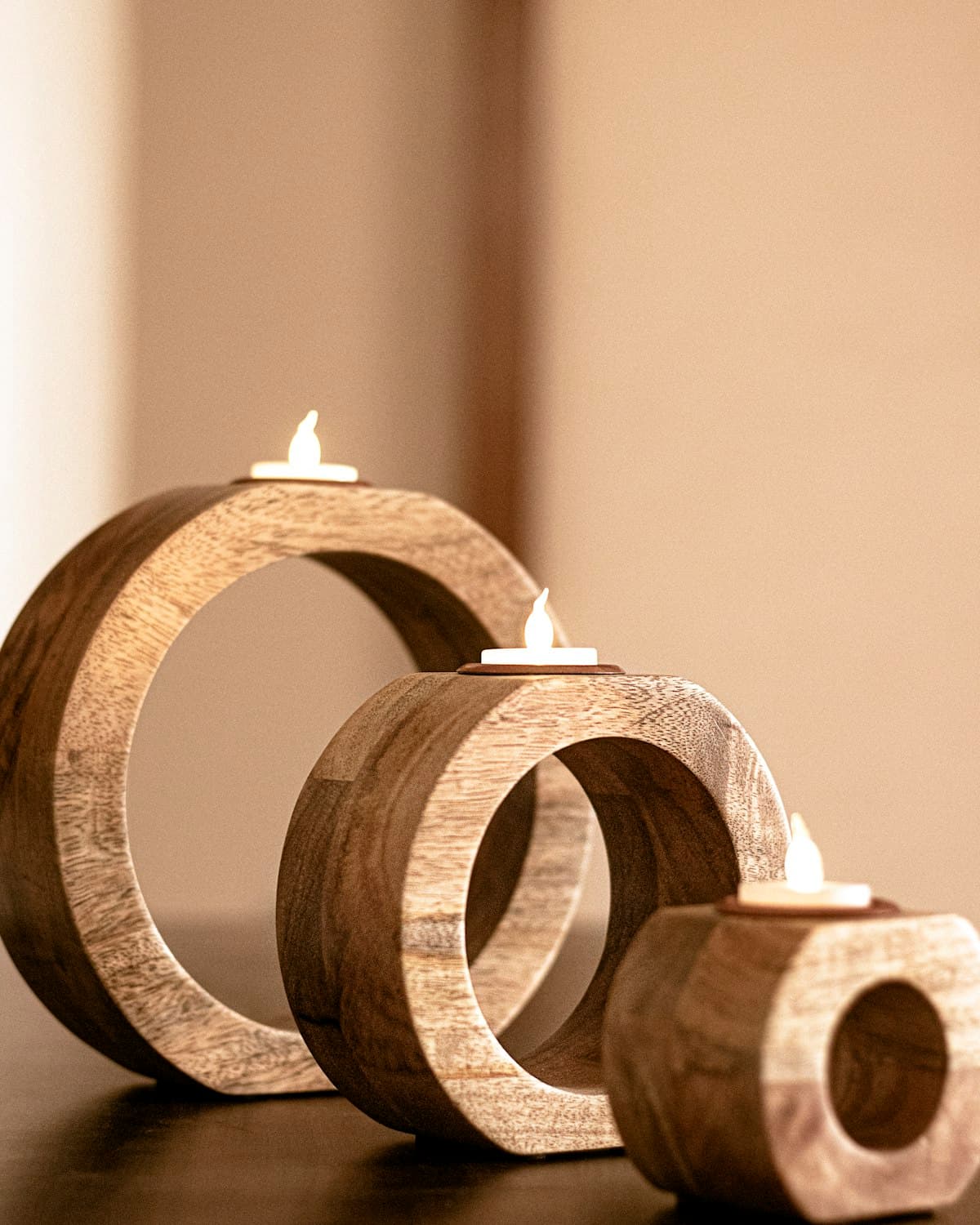 Photophore en hêtre flammé
